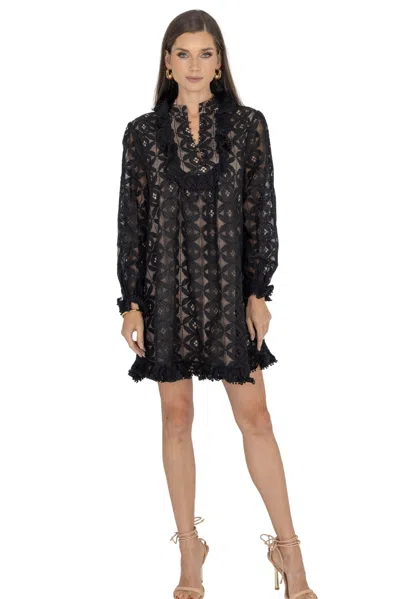 Akalia Amber Puff Sleeve Flare Dress (black)