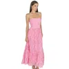 Akalia Amelia Lace Bustier Midi Dress Guipure Lace In Pink