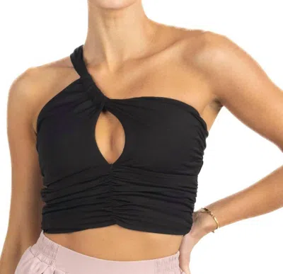 Akalia Belle Drapped Activewear Sports Bra In Black