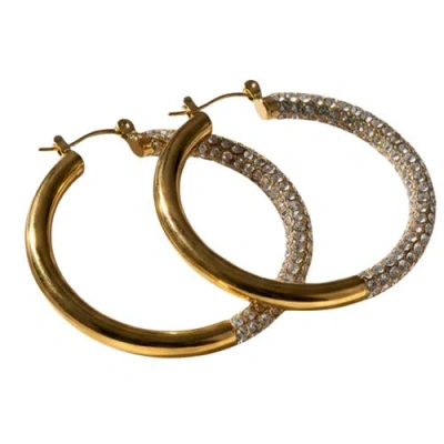 Akalia Bianca Waterproof Crystal Hoop Earring In Gray