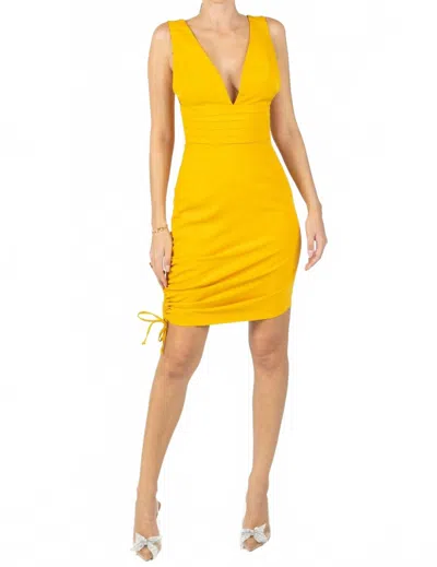 Akalia Candice Mini V Neck Dress Yellow Color