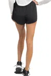 Akalia Chloe Romantic Scalloped Detailing Shorts In Black In Black