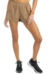 Akalia Chloe Romantic Scalloped Detailing Shorts In Soft Brown In Multi