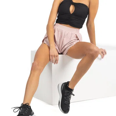 Akalia Chloe Romantic Scalloped Detailing Shorts In Soft Pink
