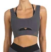 Akalia Cleo Color Block Activewear Sports Bra In Black In Gray