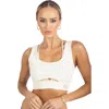 Akalia Cleo Color Block Activewear Sportsbra In Beige