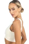 Akalia Cleo Color Block Activewear Sportsbra In Beige In Beige