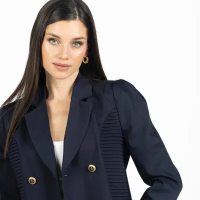 Akalia Diana Cropped Women Blazer In Navy Blue