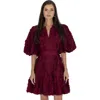 Akalia Eli Lace-up Mini Dress In Burgundy