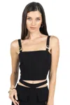 Akalia Kim Cropped Top With Buckles In Black In Black