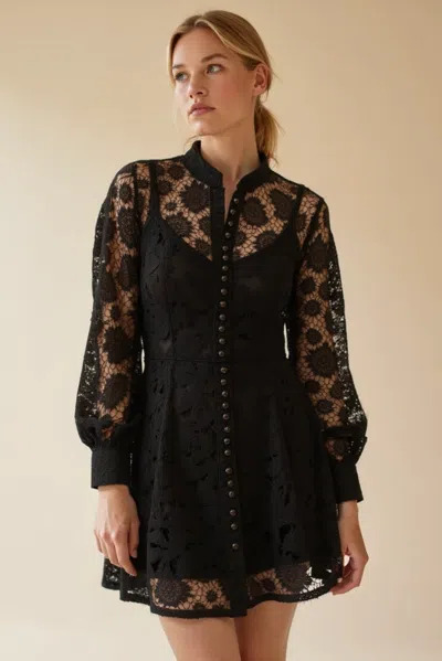 Akalia Liane Long Sleeve Mini Lace Dress (black)