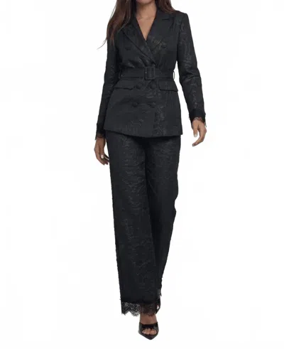 Akalia Maison Jacquard Lace-trim Trousers In Black