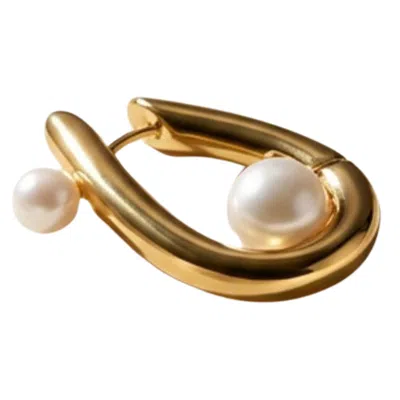 Akalia Margot Waterproof Pearl Huggie Earring In Silver