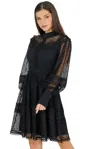 Akalia Melvina Lace Mini Dress Long Sleeve In Black