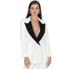 Akalia Mendy Double Breasted Tuxedo Jacket In White