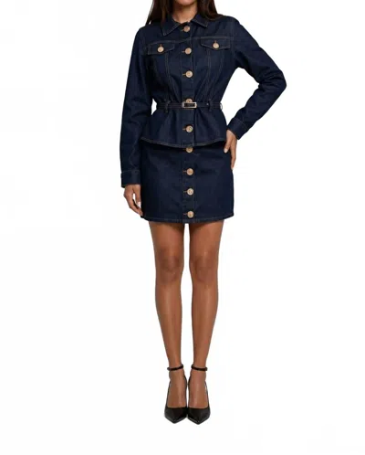 Akalia Monaco Denim Mini Skirt In Dark Indigo In Blue