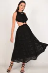 Akalia Brigitte Jacquard Cut Out Midi Dress In Black
