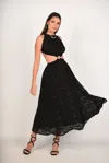 Akalia Brigitte Jacquard Cut Out Midi Dress In Black