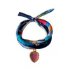 Akalia Pink Hand Printed Pure Silk 925 Sterling Silver Silk Bracelet 18k In Red