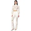 Akalia Rebecca Guipure Lace Top & Pant Set In White