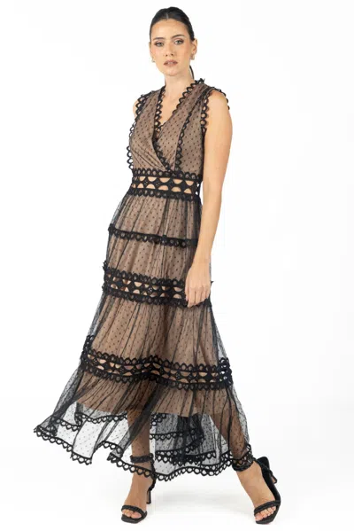 Akalia Serena Black Lace Maxi Dress