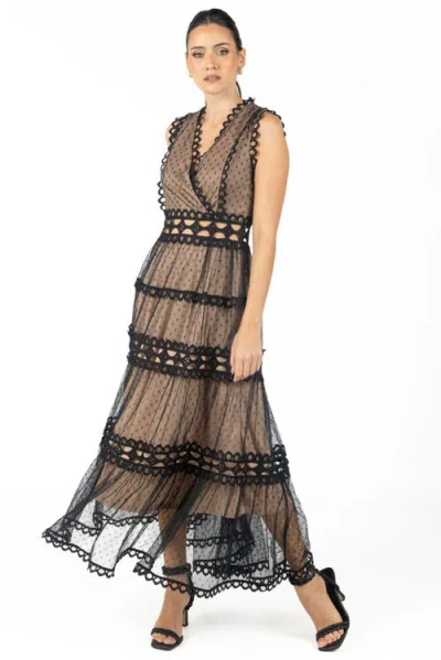 Akalia Serena Black Lace Maxi Dress