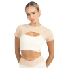 Akalia Sienna Color Block Activewear Top In Beige