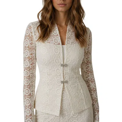 Akalia The Valentina Lace Blazer In White