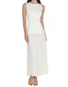 Akalia Elegant Viva Knit Maxi Dress With Pearl Details And Pockets In White