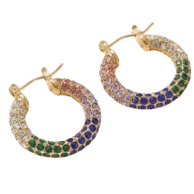 Akalia Vivienne Waterproof Rhinestone Statement Hoop In Green