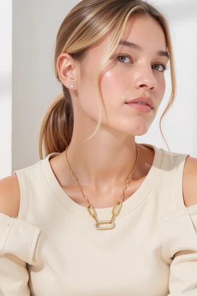 Akalia Waterproof 18k Gold And Diamond Maillon Link Necklace In Multi