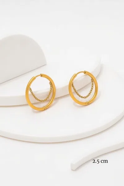 Akalia Waterproof Gold Chain Swing Hoop Earrings