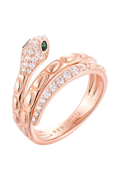 Akalia Waterproof Gold Diamond & Emerald Snake Wrap Ring