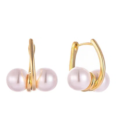 Akalia Waterproof Gold-plated Pearl Hoop Earring