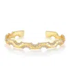 Akalia Waterproof Gold Plated With Diamond Cuff Sterling Silver Bracelet In Silver