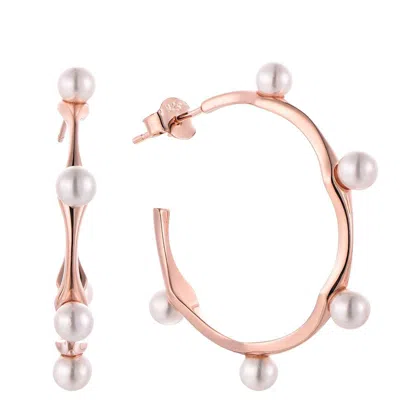 Akalia Waterproof Pearl Beads Round Half Hoop Earring In Gold