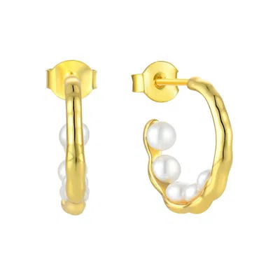 Akalia Waterproof Yellow Gold Plated Classic Faux Pearl Earring