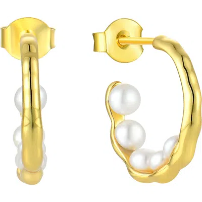 Akalia Waterproof Yellow Gold Plated Classic Faux Pearl Earring