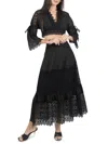 Akalia Women's 2-piece Lace Trim Top & Skirt Set In Black