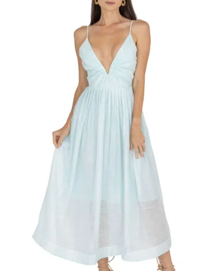 Akalia Adeli V Neck Midi Dress In Brown