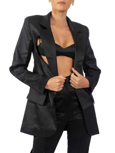 Akalia Women's Cutout Satin Blazer In Black