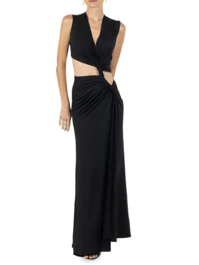 Akalia Women's Eva Twist-knot Jersey Maxi Dress In Black