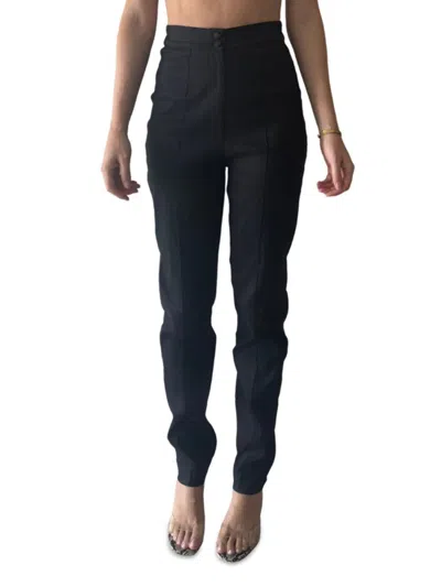 Akalia Women's High Rise Slim Pants In Black