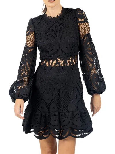 Akalia Miranda Black Lace Mini Dress