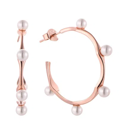 Akalia Waterproof Pearl Beads Round Half Hoop Earring In Rose Gold