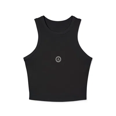 AKALIA WOMEN'S TINA MICRO RIB RACER TANK TOP IN SOLID BLACK BLEND