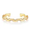 Akalia Waterproof Gold Plated With Diamond Cuff Sterling Silver Bracelet In Gold
