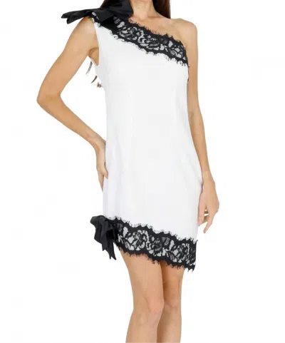 Akalia Zeena One Shoulder Lace Mini Dress In Black