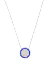 Akansha Sethi Moonstone Blue Enamel Button Necklace In Silver