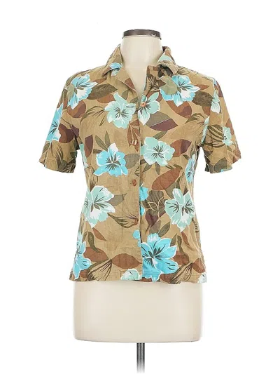 Pre-owned A.k.c. Short Sleeve Blouse In Brown